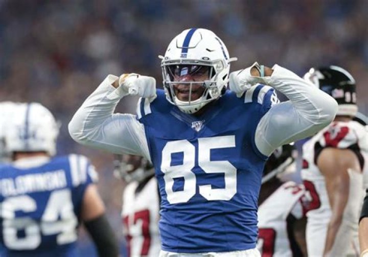 Ebron celebrating after scoring for Indianapolis Colts